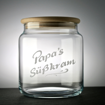 Vorratsdose Glas 100ml mit Holzdeckel und personalisierter Gravur