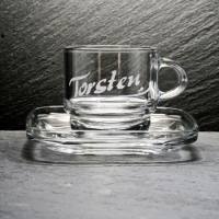 Espressotasse Glas mit Untersetzer inkl. Namensgravuer