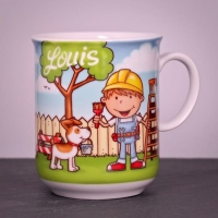 Kindertasse Bauarbeiter mit Namensgravur