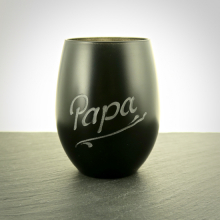 Teelichtglas Schwarz mit Namensgravur